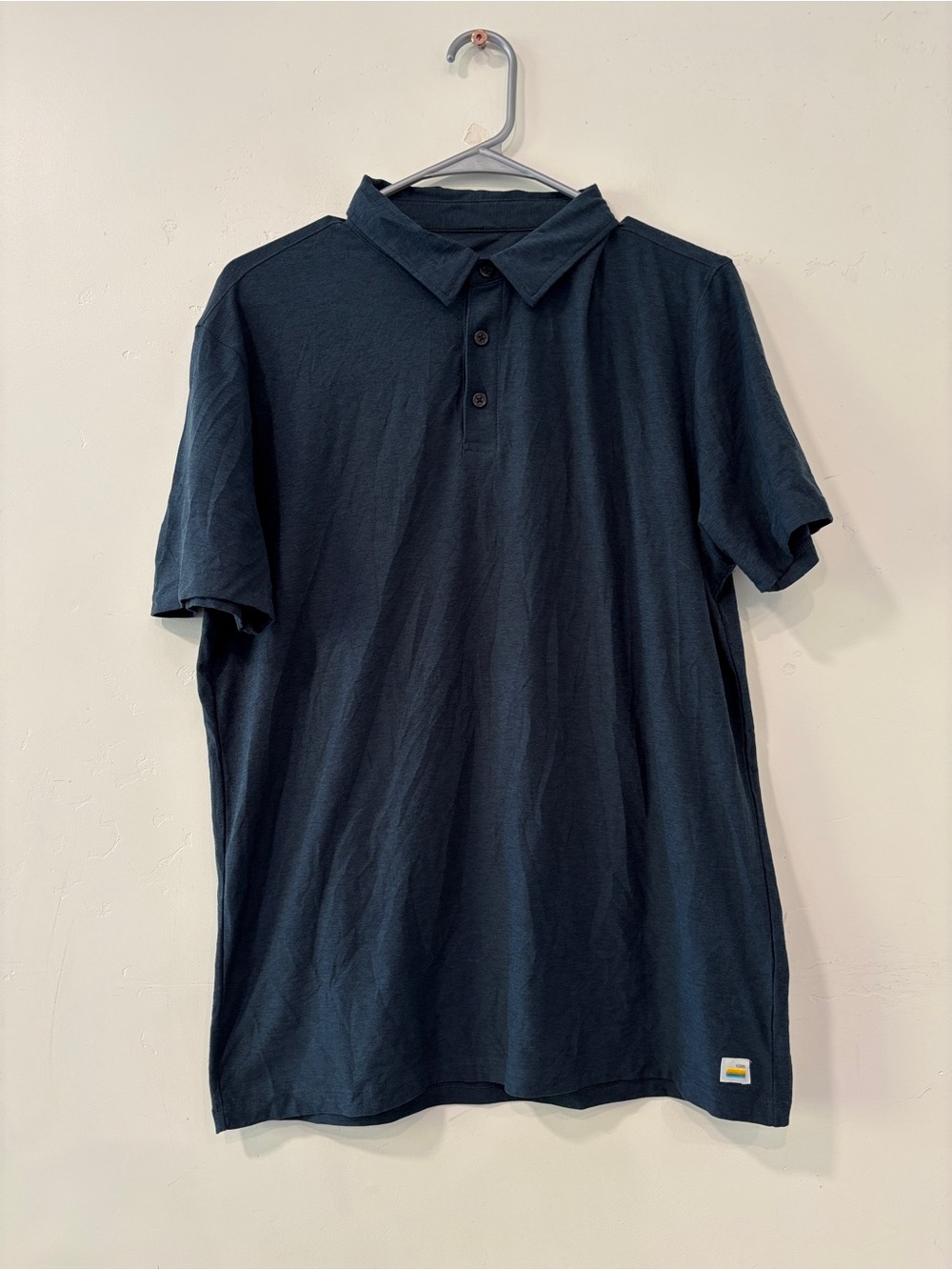 Vuori Strato Tech Polo Shirt Men’s Medium Heather Navy Blue Performance Golf